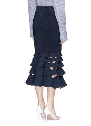 Back View - Click To Enlarge - DION LEE - 'Slash' cutout fishtail hem bonded jersey skirt