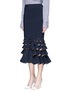 Front View - Click To Enlarge - DION LEE - 'Slash' cutout fishtail hem bonded jersey skirt