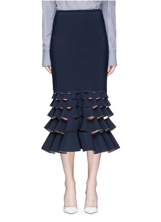 Main View - Click To Enlarge - DION LEE - 'Slash' cutout fishtail hem bonded jersey skirt