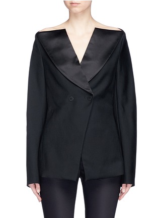 Main View - Click To Enlarge - DION LEE - Double-breasted off-shoulder wool tuxedo jacket