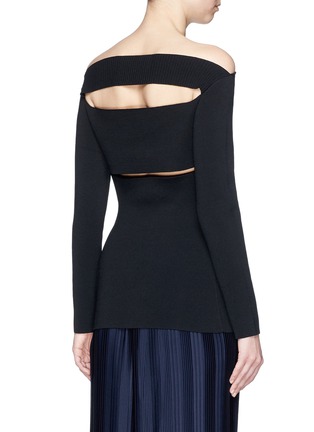 Back View - Click To Enlarge - DION LEE - Suspended cutout back off-shoulder knit top