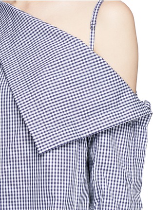 Detail View - Click To Enlarge - DION LEE - 'Axis' gingham check one-shoulder top