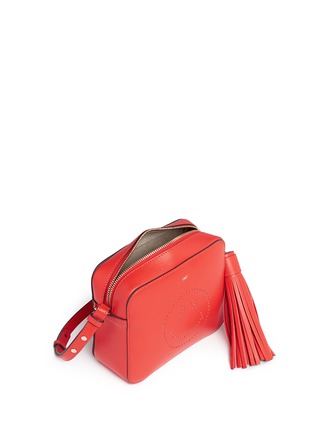 Detail View - Click To Enlarge - ANYA HINDMARCH - 'Smiley' perforated leather crossbody bag