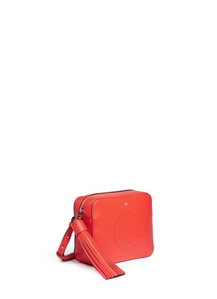 Front View - Click To Enlarge - ANYA HINDMARCH - 'Smiley' perforated leather crossbody bag