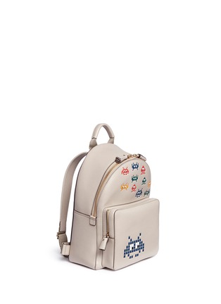 Front View - Click To Enlarge - ANYA HINDMARCH - 'Space Invaders Mini' embossed leather backpack