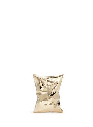 Back View - Click To Enlarge - ANYA HINDMARCH - 'Crisp Packet II' brass chain clutch
