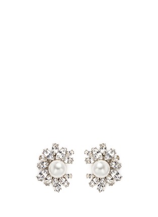 Main View - Click To Enlarge - KENNETH JAY LANE - Glass crystal pearl flower clip earrings