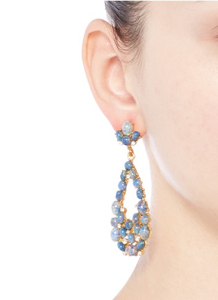 Figure View - Click To Enlarge - KENNETH JAY LANE - Opalescent glass cabochon cutout drop earrings