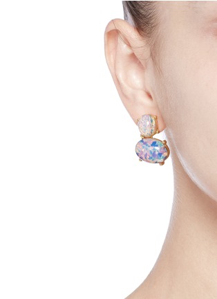 Figure View - Click To Enlarge - KENNETH JAY LANE - Opalescent glass cabochon drop earrings