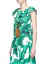 Front View - Click To Enlarge - - - Pineapple embellished banana leaf print brocade top
