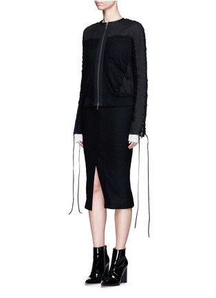 Front View - Click To Enlarge - HAIDER ACKERMANN - 'Hartman' lace-up sleeve bomber jacket