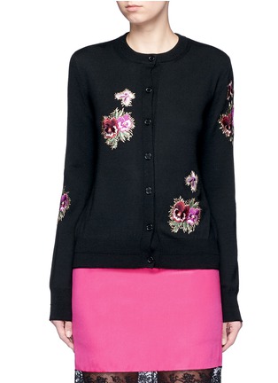 Main View - Click To Enlarge - GIVENCHY - Floral embroidered wool cardigan