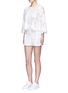 Figure View - Click To Enlarge - THEORY - ''Micro E' floral cutwork embroidery linen-cotton shorts