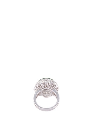 Detail View - Click To Enlarge - LC COLLECTION JADE - Diamond jade 18k white gold disc floral ring and earrings set