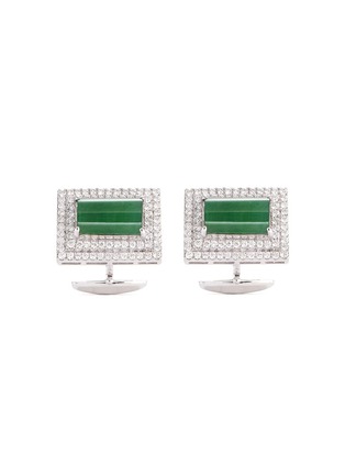 Main View - Click To Enlarge - LC COLLECTION JADE - Diamond jade 18k white gold cufflinks