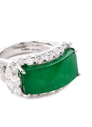 Detail View - Click To Enlarge - LC COLLECTION JADE - Diamond jade 18k white gold ring