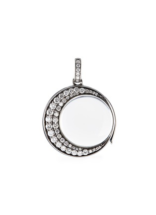 Main View - Click To Enlarge - LOQUET LONDON - 18k black gold diamond crystal glass moon locket – Large 22mm