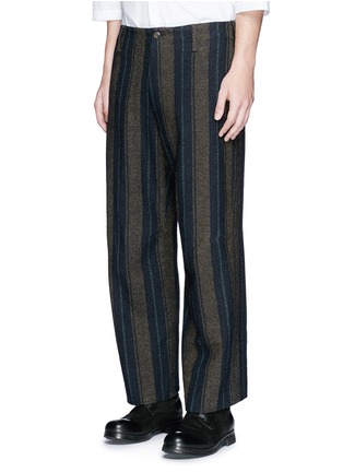 Front View - Click To Enlarge - UMA WANG - 'Cargo' relaxed fit stripe wool-linen pants