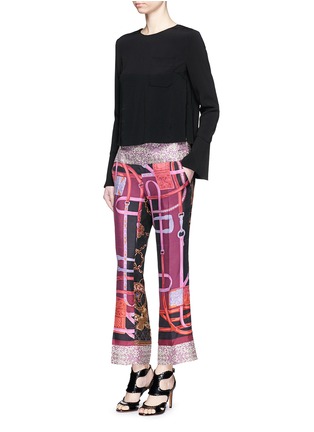 Figure View - Click To Enlarge - IBRIGU - Silk combo cropped kick flare pants