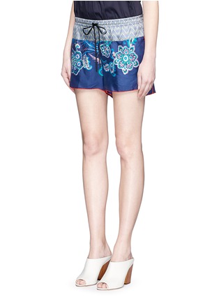 Front View - Click To Enlarge - IBRIGU - One of a kind print drawstring silk shorts