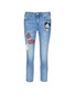 Main View - Click To Enlarge - MO&CO. - Mickey Mouse badge embroidered patch cropped boyfriend jeans