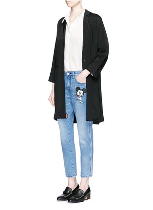 Figure View - Click To Enlarge - MO&CO. - Mickey Mouse badge embroidered patch cropped boyfriend jeans