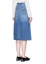 Back View - Click To Enlarge - MO&CO. - Raw edge denim button-up skirt