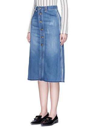 Front View - Click To Enlarge - MO&CO. - Raw edge denim button-up skirt