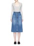 Figure View - Click To Enlarge - MO&CO. - Raw edge denim button-up skirt