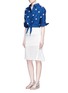 Figure View - Click To Enlarge - MO&CO. - Faux pearl embellished tie front denim shirt