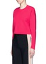 Front View - Click To Enlarge - MO&CO. - Drop shoulder cropped sweater