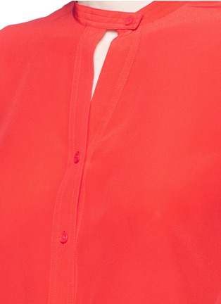 Detail View - Click To Enlarge - MO&CO. - Band collar silk crepe de Chine shirt