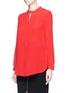 Front View - Click To Enlarge - MO&CO. - Band collar silk crepe de Chine shirt