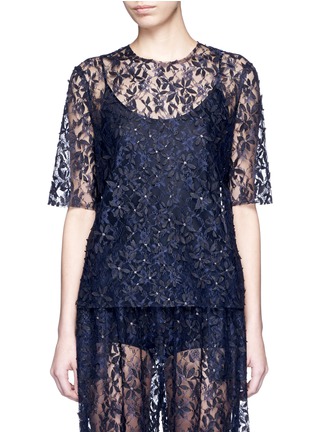 Main View - Click To Enlarge - MS MIN - Floral tulle lace top