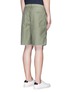 Back View - Click To Enlarge - COVERT - Raw cuff cotton Bermuda shorts