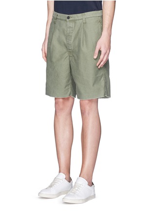 Front View - Click To Enlarge - COVERT - Raw cuff cotton Bermuda shorts