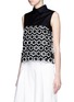 Front View - Click To Enlarge - CYNTHIA & XIAO - 3D floral appliqué poplin sleeveless top