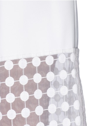 Detail View - Click To Enlarge - CYNTHIA & XIAO - Dot embroidered sheer cuff culottes