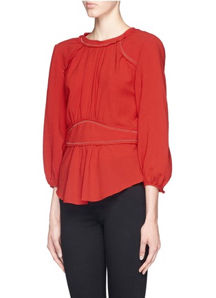 Front View - Click To Enlarge - ISABEL MARANT - 'Wiley' embroidered trim crepe top
