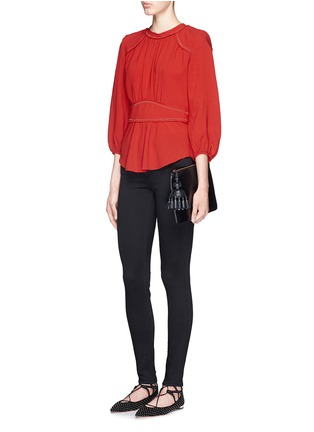 Figure View - Click To Enlarge - ISABEL MARANT - 'Wiley' embroidered trim crepe top