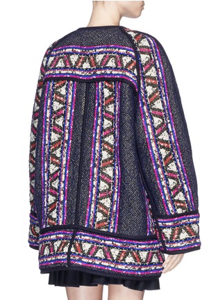 Back View - Click To Enlarge - ISABEL MARANT - Ikat intarsia knit cocoon coat