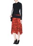 Figure View - Click To Enlarge - PROENZA SCHOULER - Velvet flock wrap front crepe midi skirt