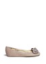 Main View - Click To Enlarge - JIMMY CHOO - 'Wylie' rhinestone bow shimmer suede flats