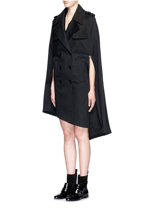 Front View - Click To Enlarge - NEIL BARRETT - Contrast collar asymmetric hem military cape