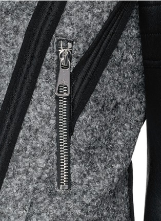 Detail View - Click To Enlarge - NEIL BARRETT - Faux leather sleeve felt biker jacket