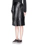 Front View - Click To Enlarge - MSGM - Star embossed pleat faux leather skirt