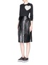 Figure View - Click To Enlarge - MSGM - Star embossed pleat faux leather skirt