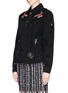 Front View - Click To Enlarge - MSGM - Spaceship appliqué distressed denim jacket