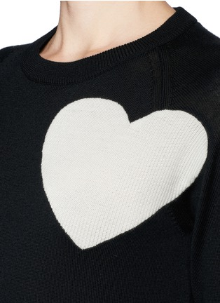 Detail View - Click To Enlarge - MSGM - Heart intarsia knit wool sweater
