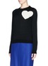 Front View - Click To Enlarge - MSGM - Heart intarsia knit wool sweater